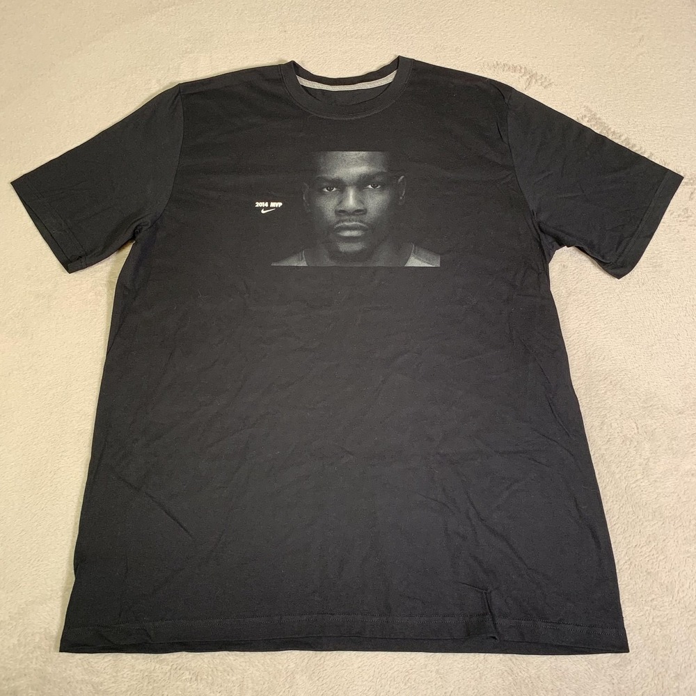 Nike Kevin Durant Shirt Mens XL Black 2014 MVP KD Face NBA Basketball Cotton